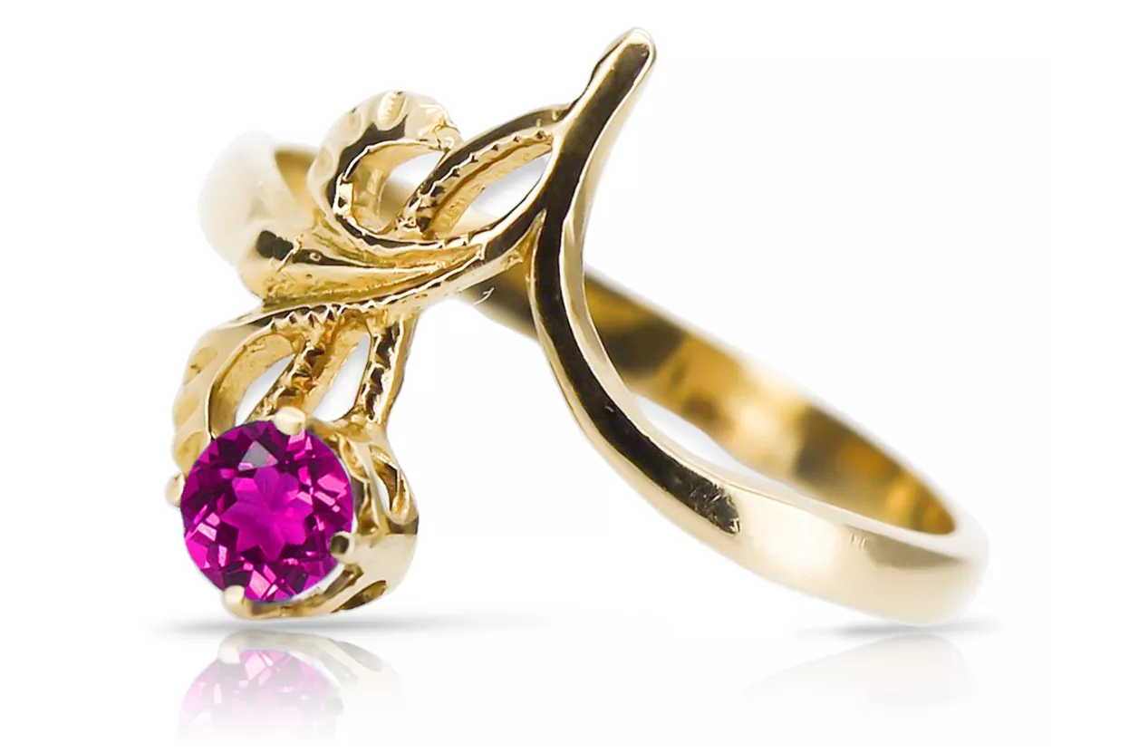 خاتم فينتاج أميثست 14 كارت من الذهب الأصفر vrc095y